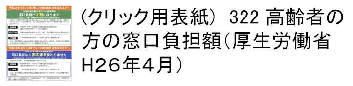 322 高齢者の方の窓口負担額（厚生労働省H26年4月）